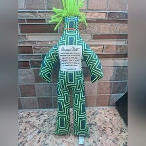 NWOT Dammit Doll with Green and Blue Geometric Pattern